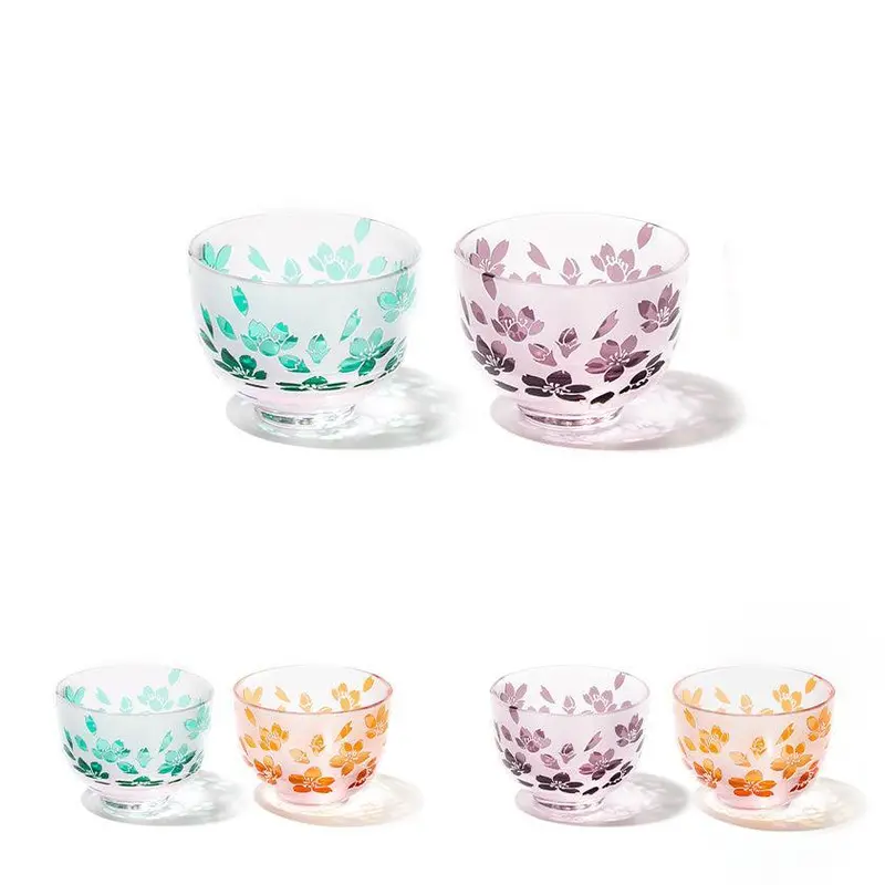 Hand-Carved Sakura Sake Cup Set – 80Ml Pair By Choukoku Glasses Yume Glass 1