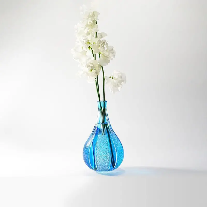 Hand-Cut Kiriko Glass Vase: One-Of-A-Kind Kiku Gradation Design 1