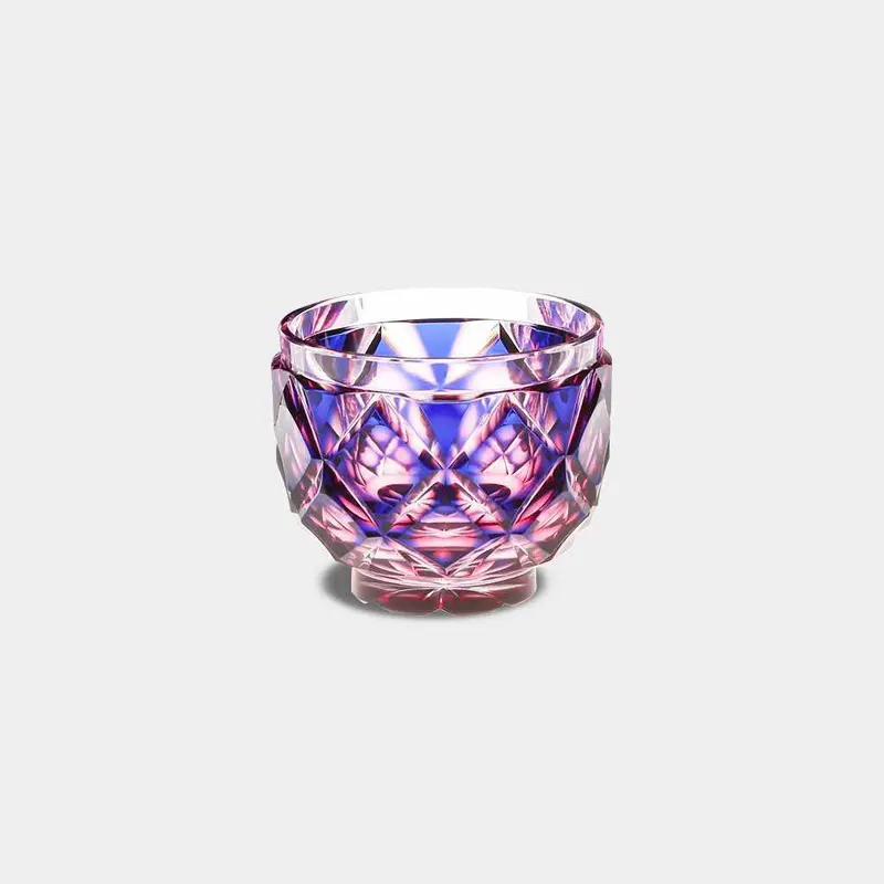 Hand-Cut Satsuma Glass Ochoko Sake Cup – Gold & Lapis Lazuli Design, Paulownia Box | Satuma Vidro 1