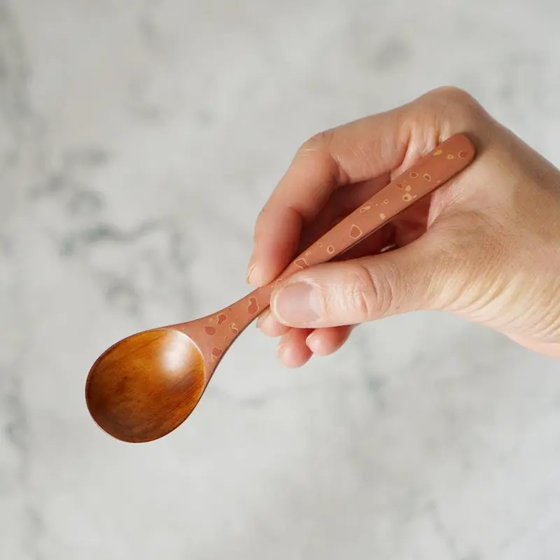 Hand-Painted Tsugaru-Nuri Pink Mini Spoon | Yasuharu Masukawa Artistry 1