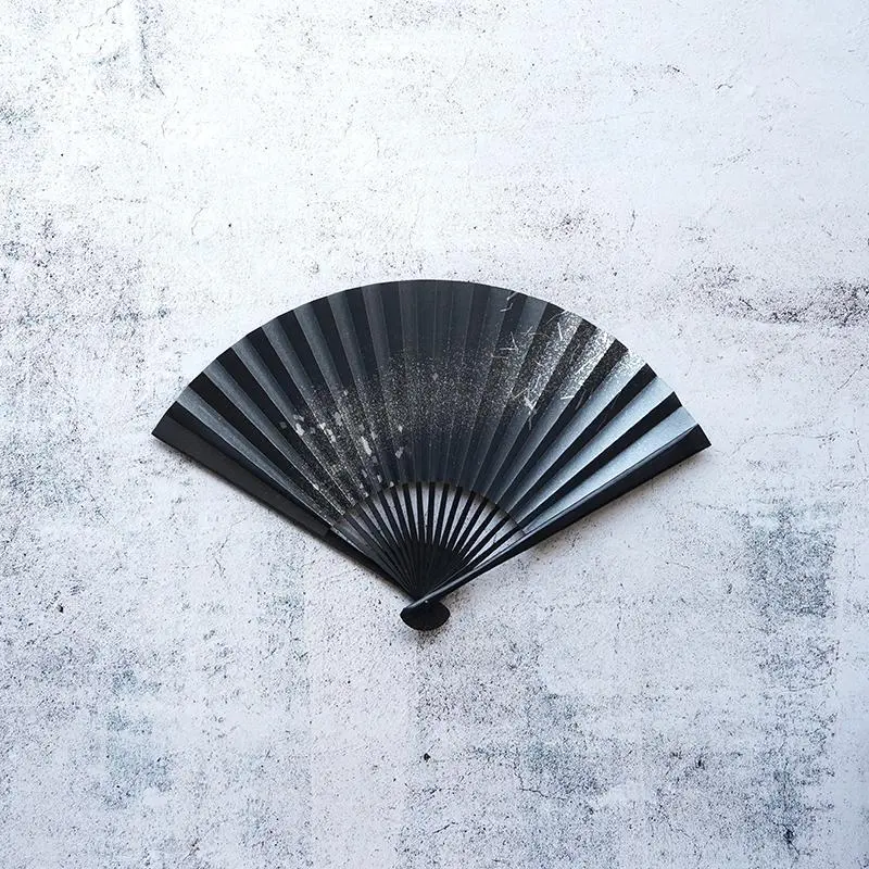 Handcrafted Bamboo Fan – Hakuzu Image1 Black With Natural Bamboo Ribs 1