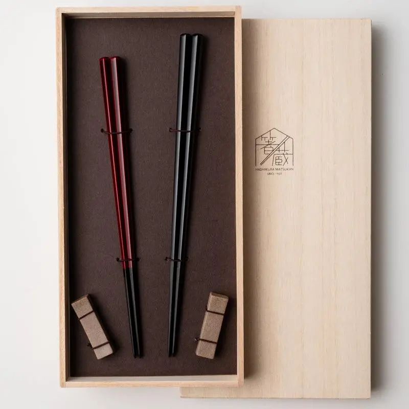 Handcrafted Kokutan Ebony Chopsticks With Matching Rest – 21.5 Cm & 23.0 Cm | Wakasa Lacquerware 1