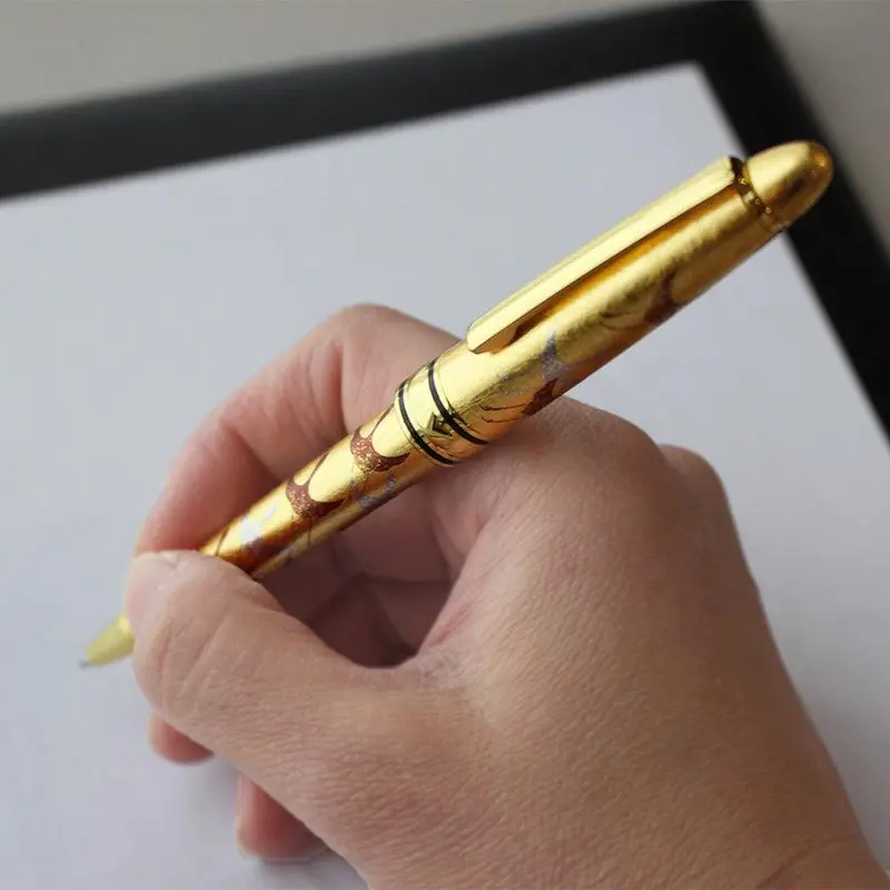 Handcrafted Makie Ballpoint Pen – Gold-Leaf Senbazuru (Thousand Cranes) Design By Hakuoichi, Kanazawa 1