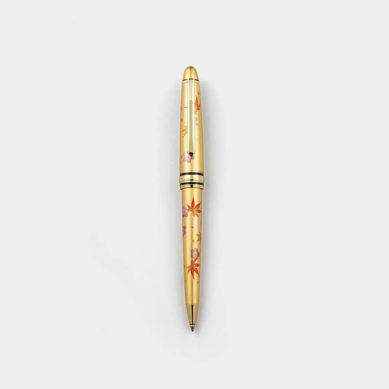 Handcrafted Makie Ballpoint Pen – Gold-Leaf Spring & Autumn Sink Motif By Hakuoichi, Kanazawa 1