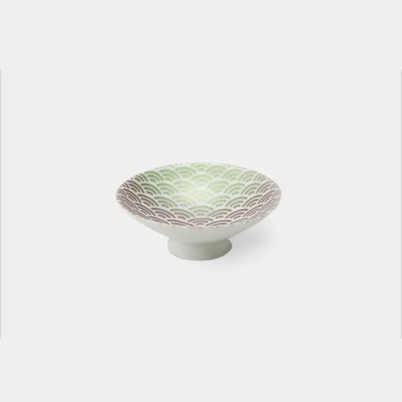 Handcrafted Mino Ware Sake Cup In Emerald Seigaiha Wave Design | Marumo Takagi 1