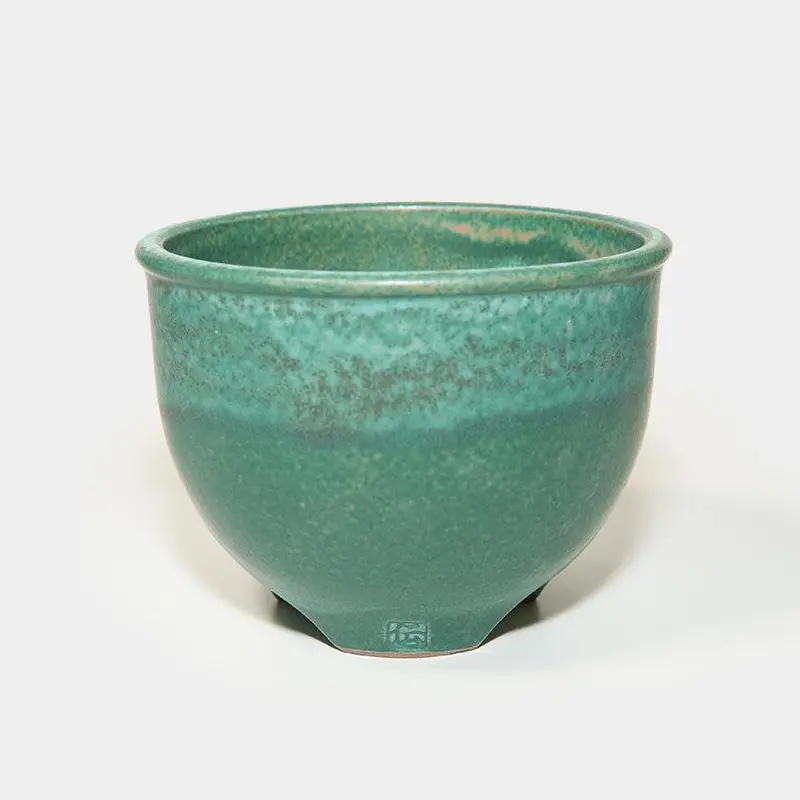 Handmade Tamba Tachikui Yaki Ceramic Flowerpot In Fresh Green | Ichino Denichigama Studio 1
