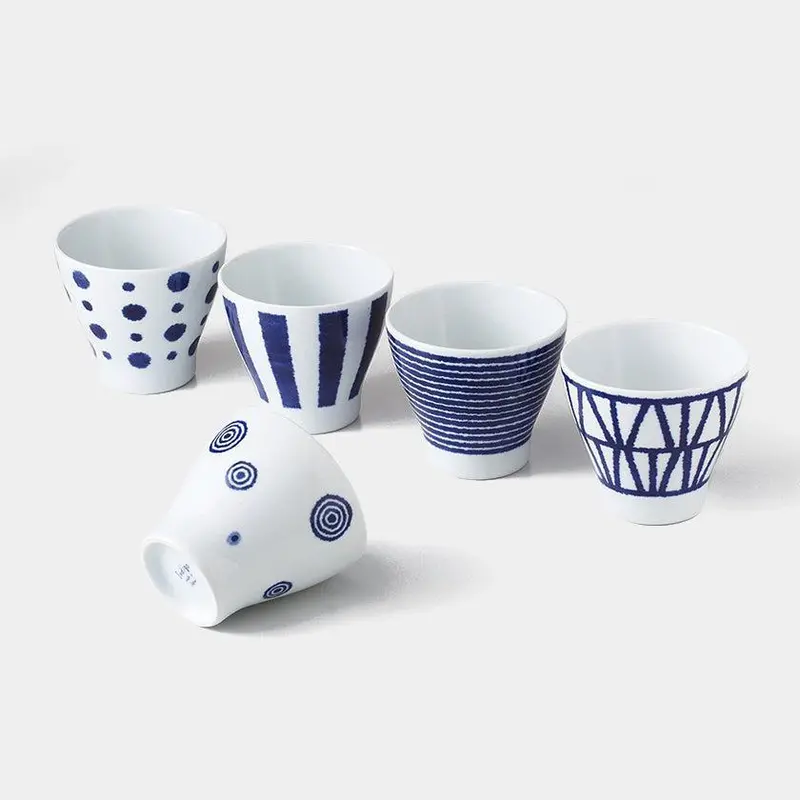 Hasami Ware Indigo Ball Cup Set (5-Piece) – Saikai Toki Hand-Thrown Drinkware 1