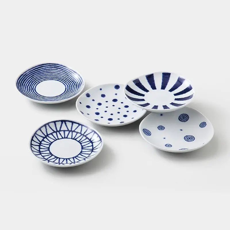 Hasami Ware Indigo Ball Small Dish Set (5-Piece) – Saikai Toki Tableware Collection 1