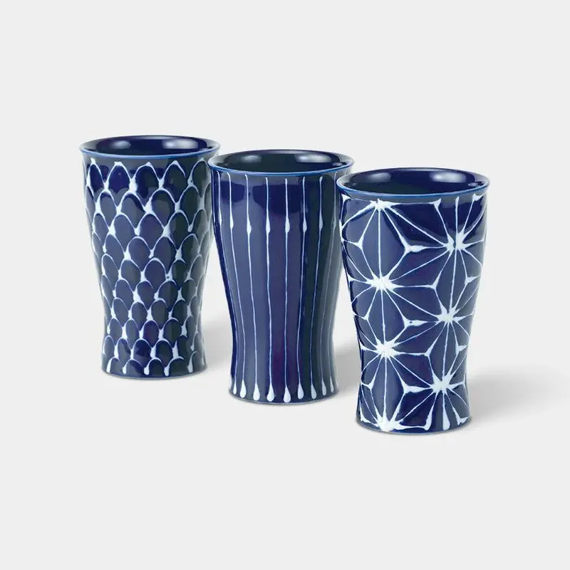 Hasami Ware Ruri Smart Cup Set (3-Piece) – Saikai Toki Modern Ceramic Drinkware 1