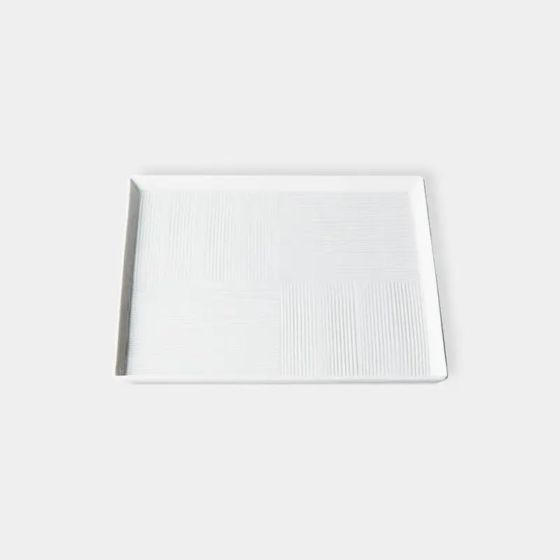 Hasami Ware Sculptural White Porcelain Square Plate – Saikai Toki Artisan Dish 1