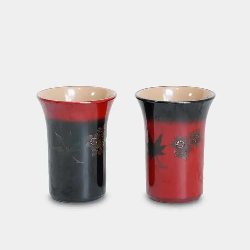 Hasori Dual-Season Lacquer Cup Set (2-Pack) – Yakumo Traditional Craft 1