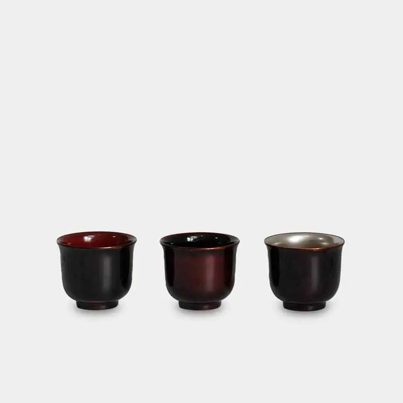 Hasori Guinomi Sake Cup Set – 3-Piece Lacquer Collection | Yakumo 1