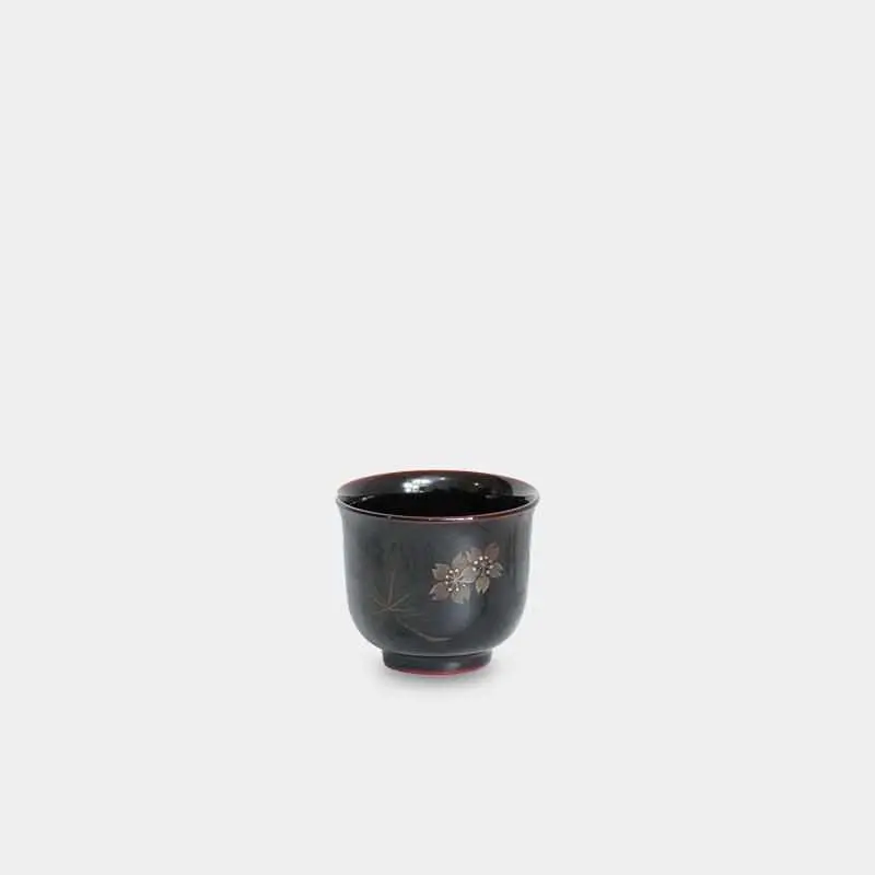 Hasori Guinomi Sake Cup – Spring & Autumn Black Uchi | Yakumo 1