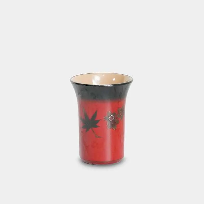 Hasori Spring & Autumn Lacquer Cup – Red Uchi Finish | Yakumo 1