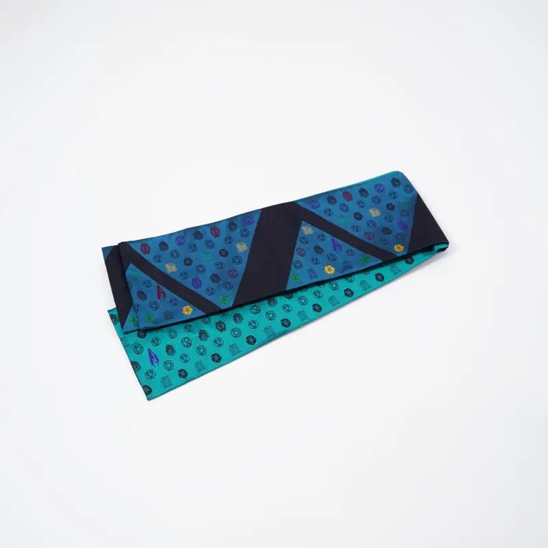 Hatsune Kobou Nishijin-Ori Obi Sash – Deep Blue Diffusion Pattern In Handwoven Silk 1