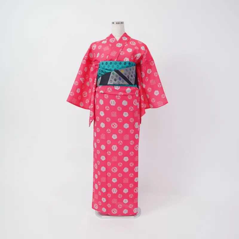 Hatsune Kobou Yukata Kimono – Diffusion Pink Pigment Inkjet Printed Fabric 1