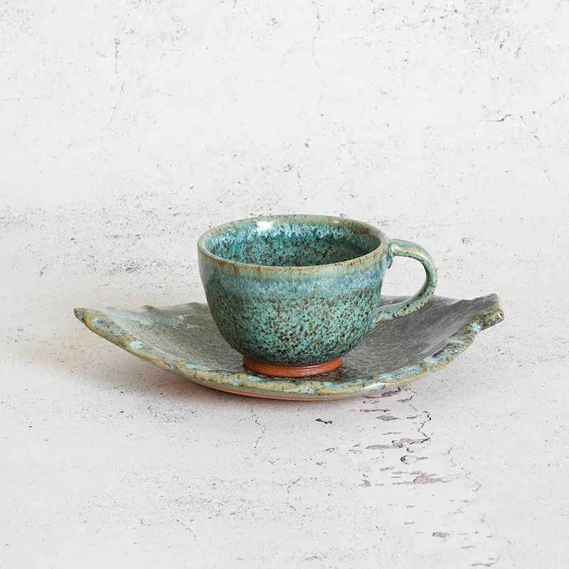 Hekiryoku Karatsu Demitasse Set – Cup & Saucer In Otani Ware By Umekado Gama 1
