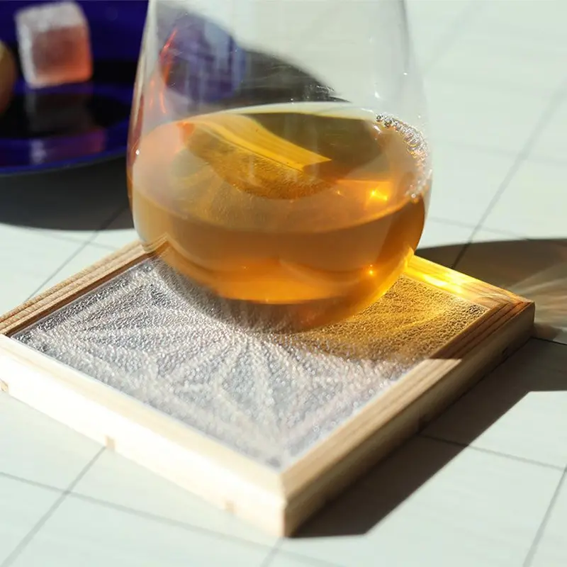 Hemp Leaf Coaster Set – Kumiko-Inspired Wood Inlay Design | Decorative Table Accessory 1