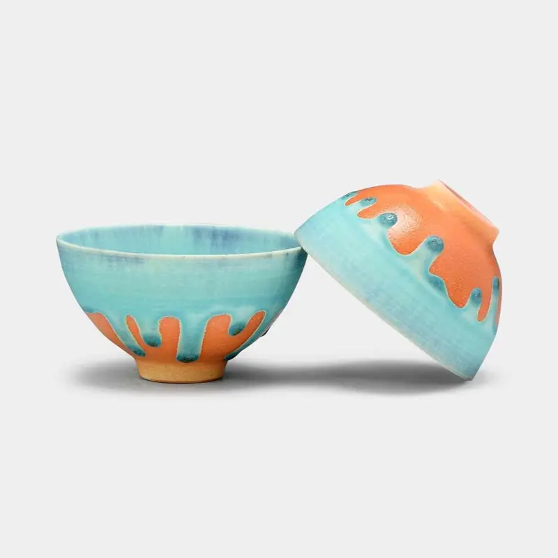Hibiki Asai Two-Piece Tea Bowl Set – Classic Kyoto Kiyomizu Yunomi Set 1