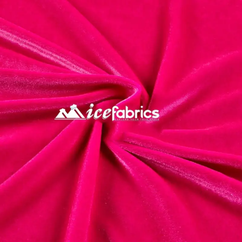 Hot Pink 4-Way Stretch Velvet Fabric Sold By The Yard 1
