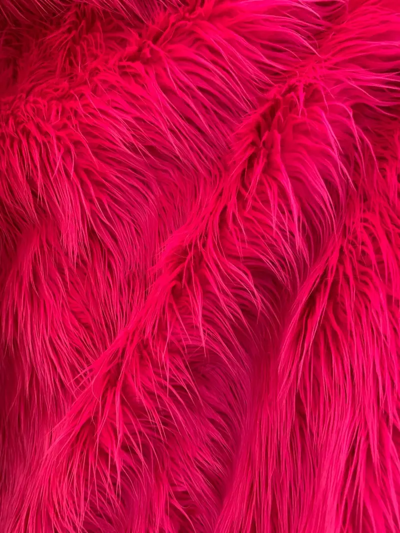 Hot Pink Mongolian-Style Long-Pile Faux Fur Fabric – Sold By The Yard 1