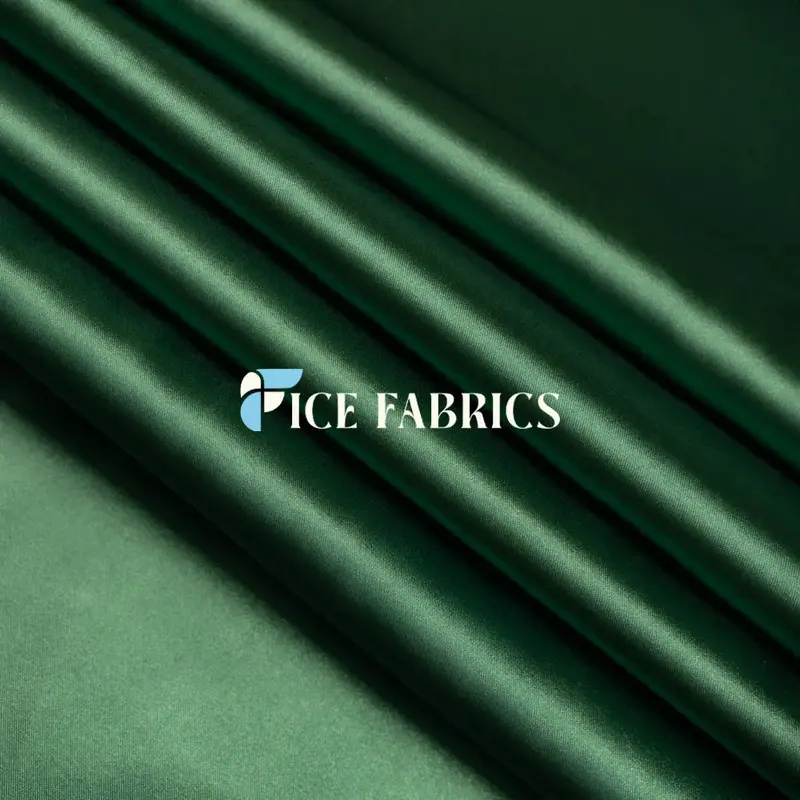 Hunter Green Stretch Silk Satin Fabric 1
