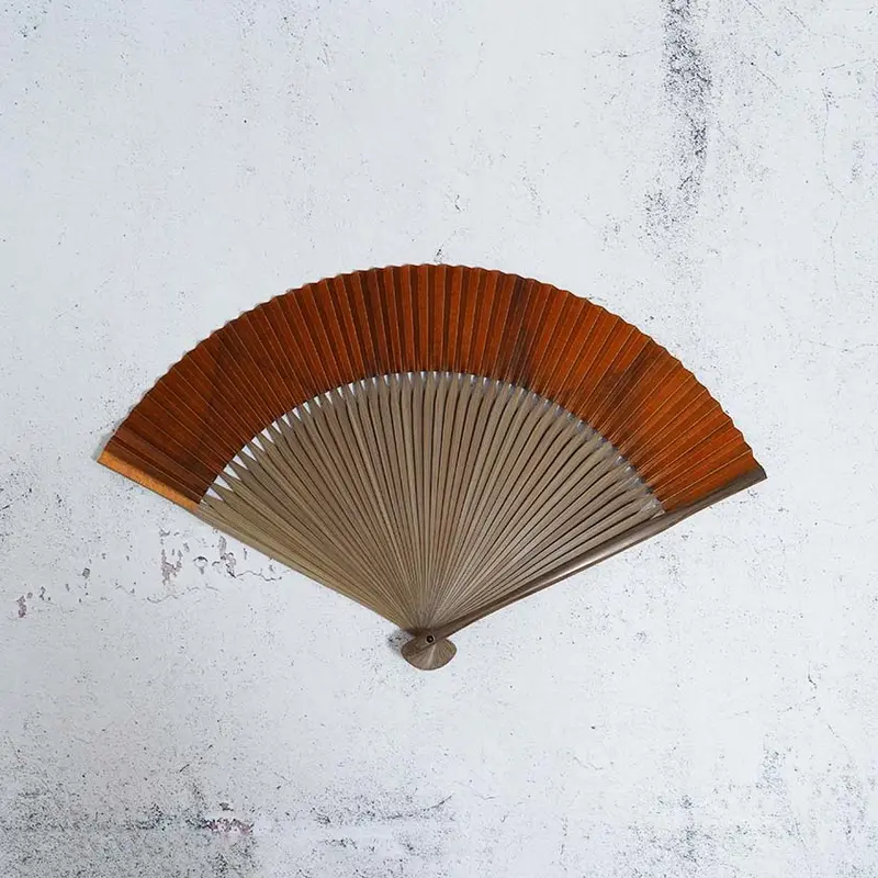 Ibushi Orange Hand Fan (7.5 Sun) With Pouch Set | Kyoto Folding Fans By Yasuto Yonehara 1