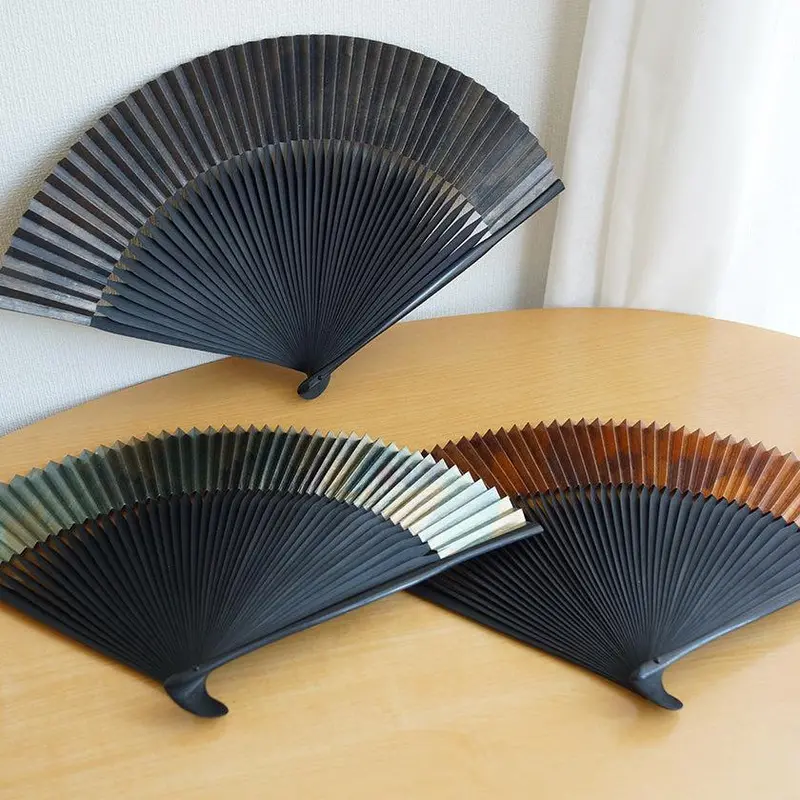 Ibushi Patina Mixed-Pattern Kyoto Folding Fan By Yasuto Yonehara 1