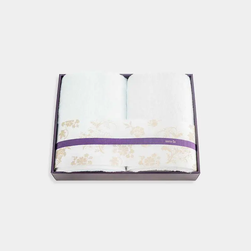 Imabari Bath Towel Set – Irodori Collection (2-Pack, Blue & White) 1