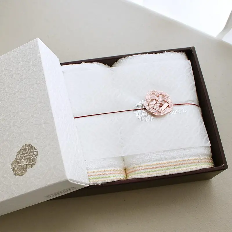 Imabari Cotton Face Towel Set – 'En' Design (2-Piece) 1