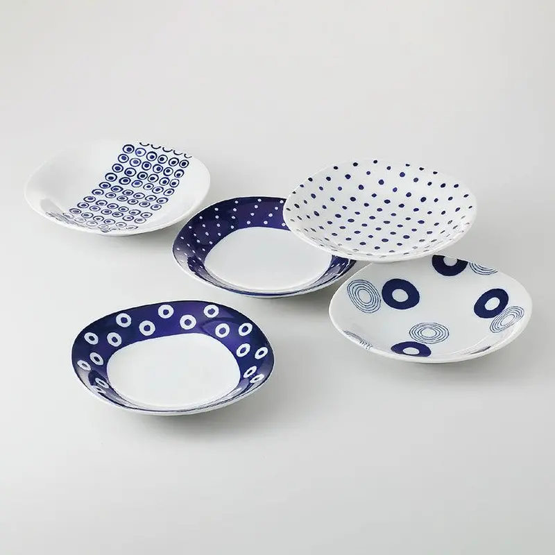 Indigo Round Pasta And Curry Set (5 Pcs) – Versatile Hasami Ceramic Dishware By Saikai Toki 1