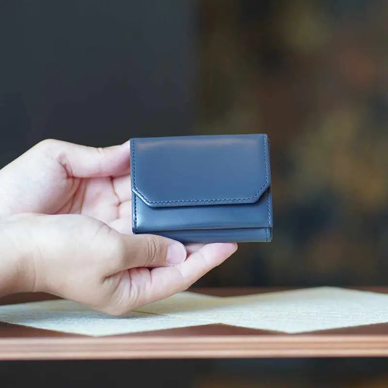 Indigo Tri-Fold Leather Wallet – Slim Rfid-Safe Design By Satori 1