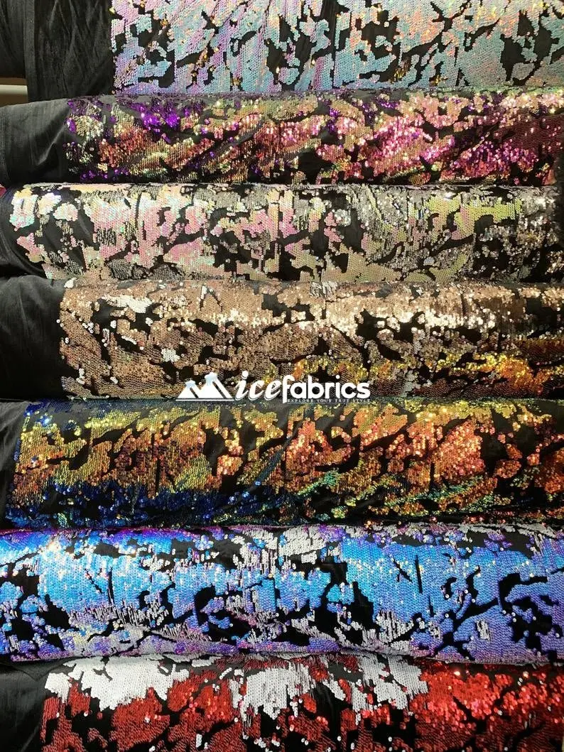 Iridescent Velvet-Backed Sequin Embroidery Fabric – 2-Way Stretch Yardage 1