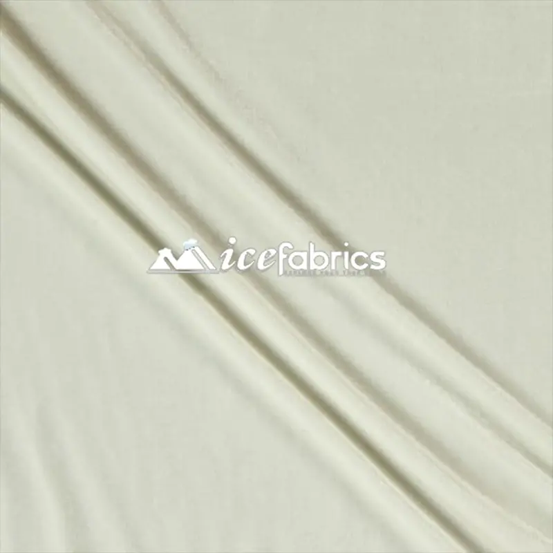 Ivory 4-Way Stretch Velvet Fabric Sold By The Yard 1