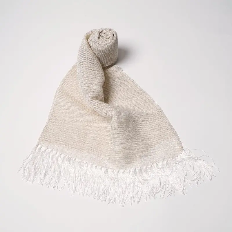 Ivory Kurotani Soufu Scarf – Undyed Natural Fiber Scarf With Subtle Texture 1