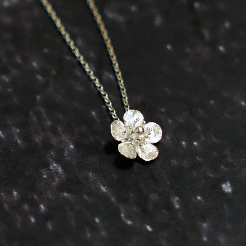 Japanese Apricot Silver Necklace – Handcrafted Checos Jewelry 1