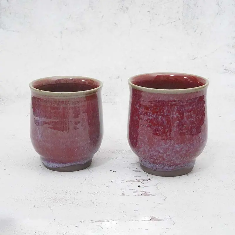 Japanese Couple’S Tea Cup Set In Cinnabar Red | Yoshimi Gama | Otani Ware 1