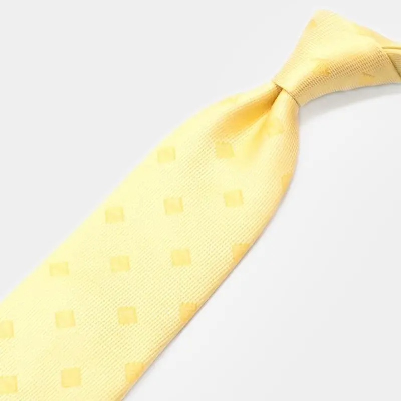 Japanese Silk Necktie In Lemon Hue Featuring Signature Logo | Shakunone Brand (Gift-Packaged) 1