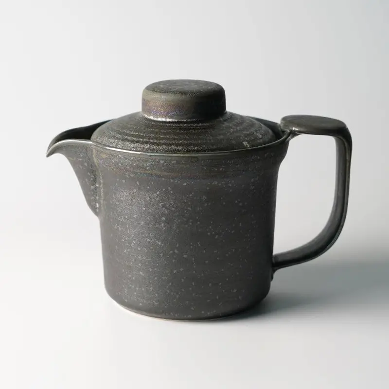Japanese Wide-Mouth Tea Cup In Black With Silver Accents | Marumo Kato Pottery, Mino Ware 1