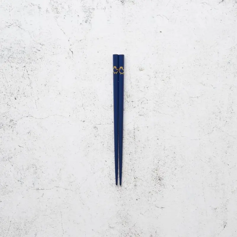 Japanese Zodiac Chopsticks For Children – Blue Bird Motif | Authentic Wajima Lacquer By Hashimoto Kousaku Sikki 1