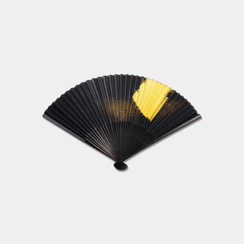 Kanazawa Gold Leaf Hand Fan: Foil Tsukiyo Moon-Themed Folding Fan | Hakuichi 1