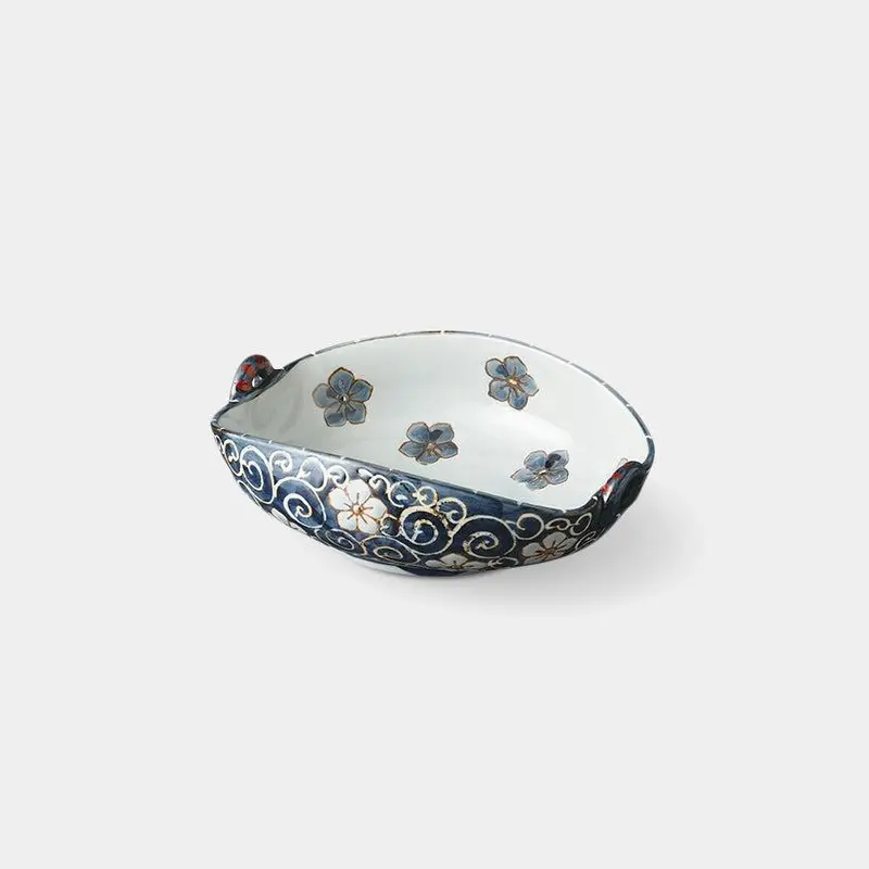 Karakusa Bellflower Serving Bowl – Hand-Thrown Hasami Stoneware By Saikai Toki 1