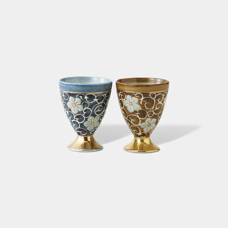 Karakusa Chinese Bellflower Ceramic Cup Pair – Classic Hasami Ware By Saikai Toki 1