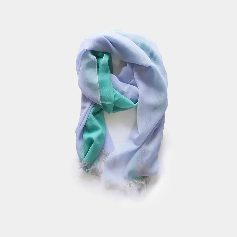 Kasane Oguri Color Scarf – Turquoise And Light Blue Gradient By Gunnai Textiles & Fuji Sakura 1