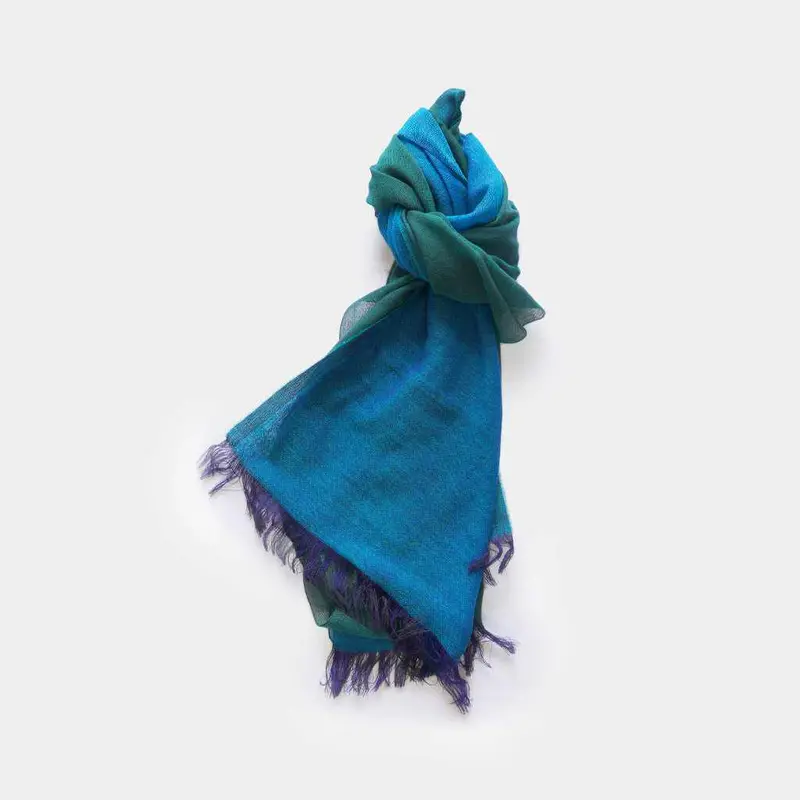 Kasane Peacock Color Scarf – Iridescent Peacock And Chrome Green By Gunnai Textiles & Fuji Sakura 1