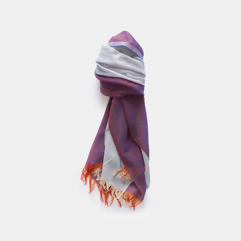 Kasane White Azalea Scarf – Silver And Purple Accents By Gunnai Textiles & Fuji Sakura 1