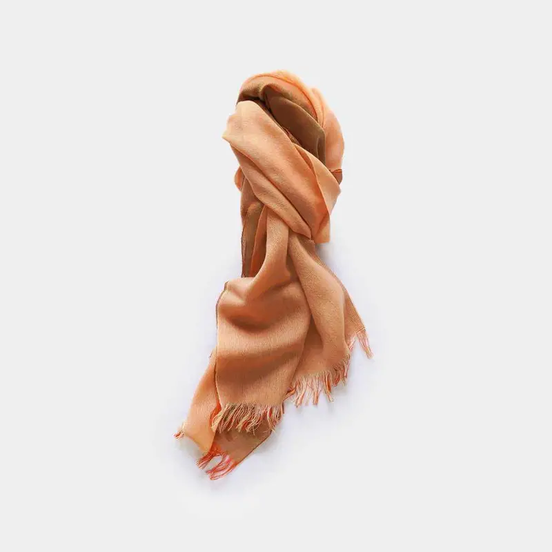Kasane Yamato Persimmon Scarf – Persimmon Hue With Iridescent Sheen By Gunnai Textiles & Fuji Sakura 1