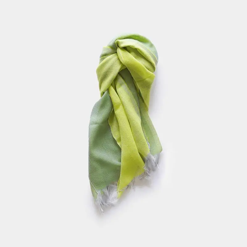 Kasane Young Grass Scarf – Spring Green And Citron Palette By Gunnai Textiles & Fuji Sakura 1