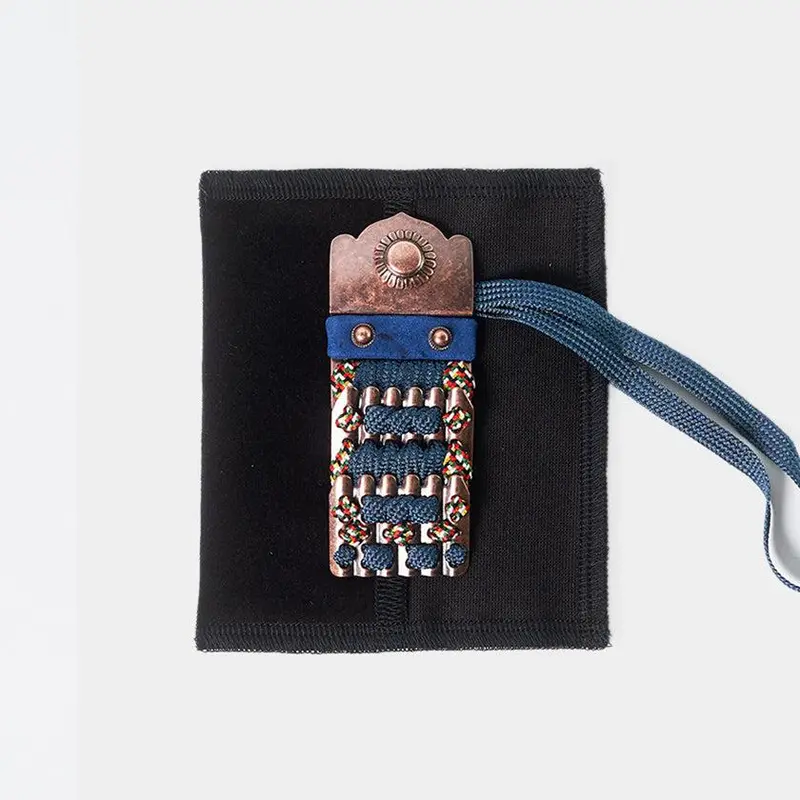 Kazari Koyoroi Mini Amulet – Copper Finish With Dark Navy Braided Cord | Art Armor Kyoto 1