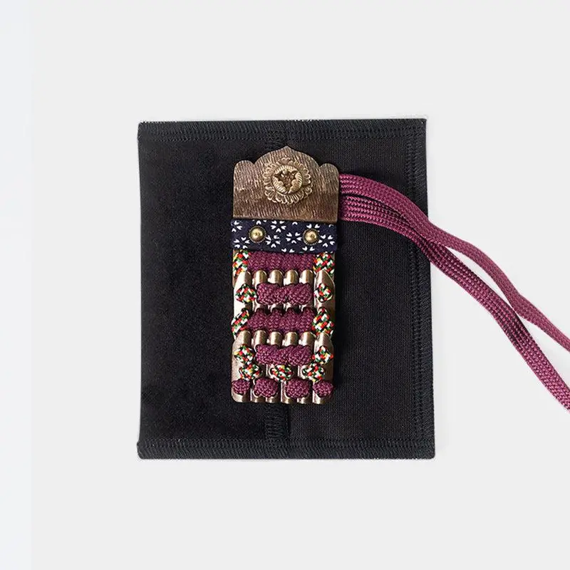 Kazari Koyoroi Mini Amulet – Gold Finish With Purple Braided Cord | Art Armor Kyoto 1